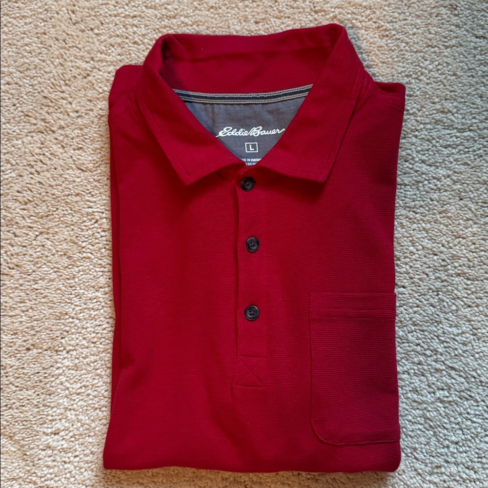 Eddie Bauer Men’s Large Red Polo Short Sleeve Shirt